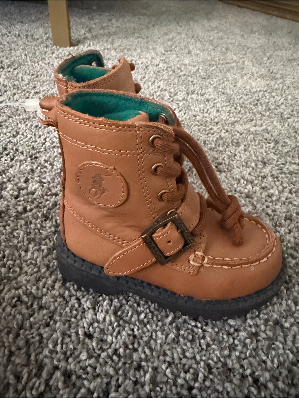 Polo by Ralph Lauren Brown Kids Lace-Up Boot with Buckle